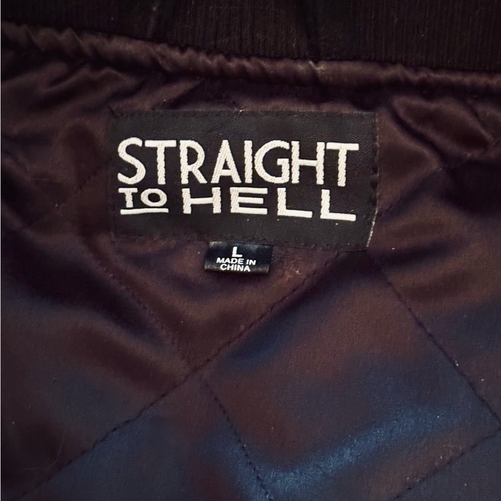 straight to hell- Jet varsity jacket with leopard detailing - Picture 3 of 5